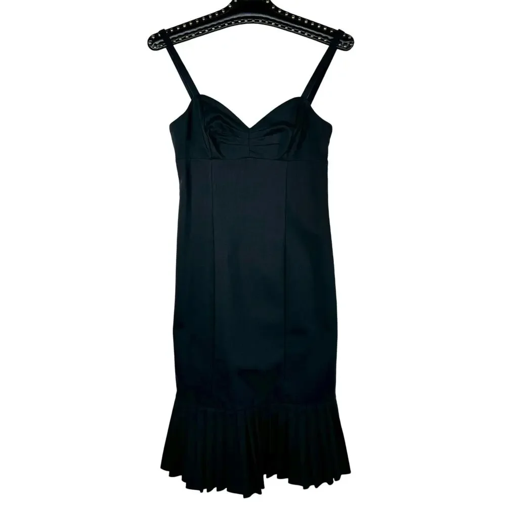 Express Design Studio Black Pleated Hem Dress 0 NWOT